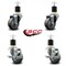 Service Caster 3'' Gray Poly Wheel Swivel 1-7/8'' Expanding Stem Caster Set 2 Brakes, 4PK SCC-EX20S314-PPUB-2-TLB-2-178 - alternate 2